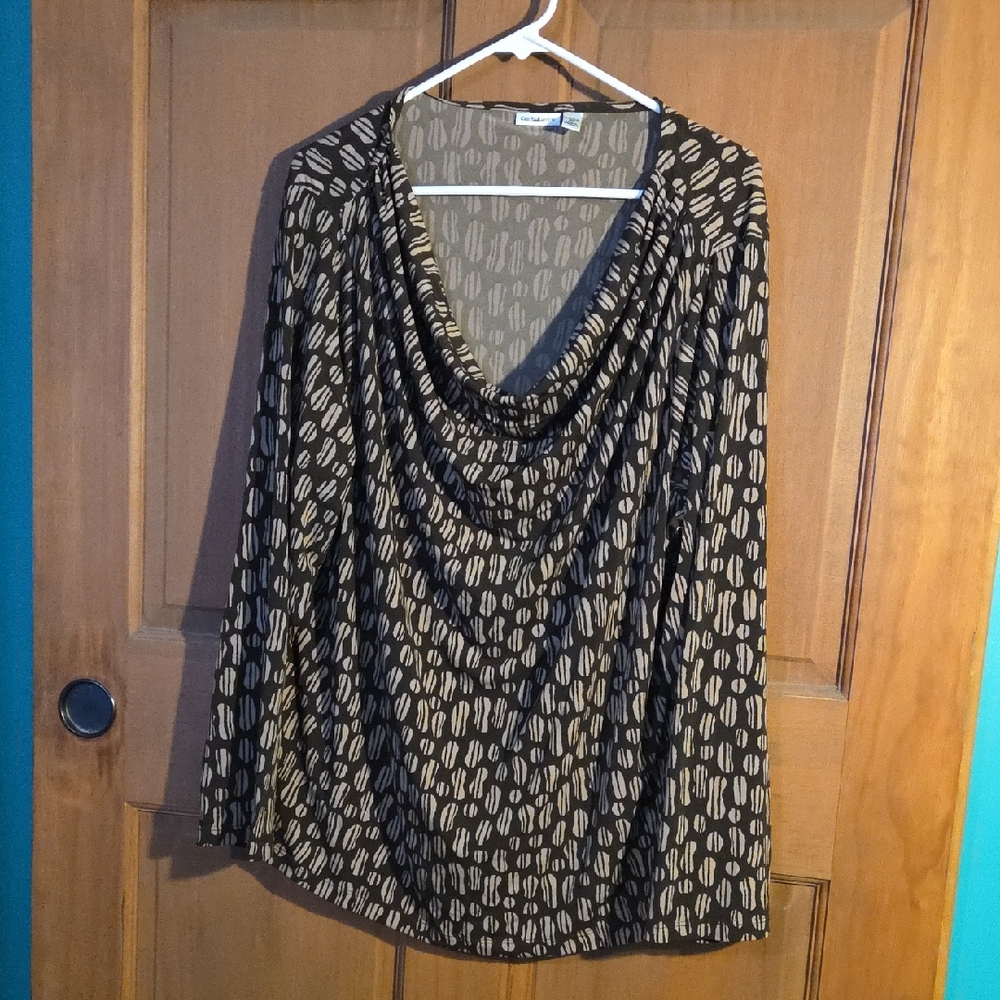 Croft & Barrow Brown and Tan Patterned Blouse